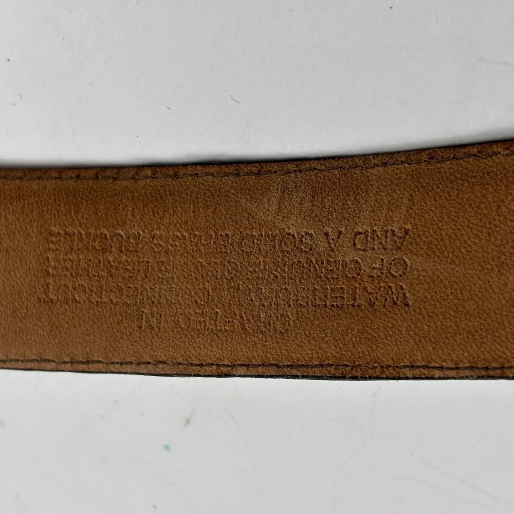 Genuine Leather Belt Mens 40 Brown Solid Brass Buckle Made‎ in USA Americana